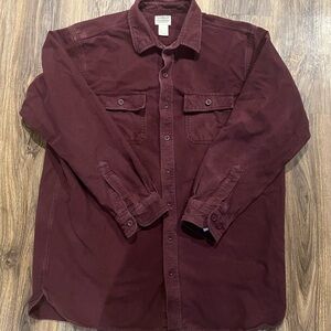 L.L. Bean Chamois Shirt XL Tall Burgundy Maroon Heavyweight Flannel